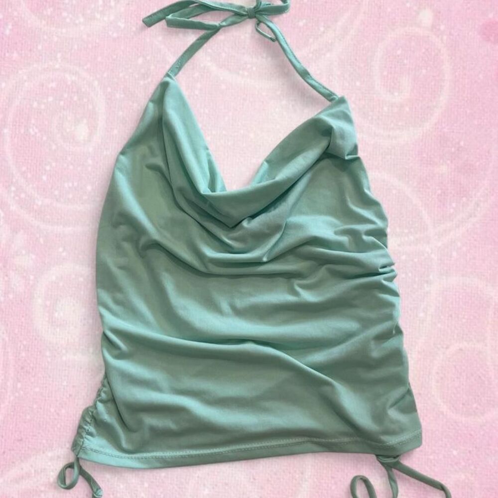 Y2K Wearever Halter Tank Top in Mint Small